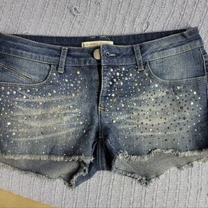 No Boundaries Blue Denim Studded Shorts